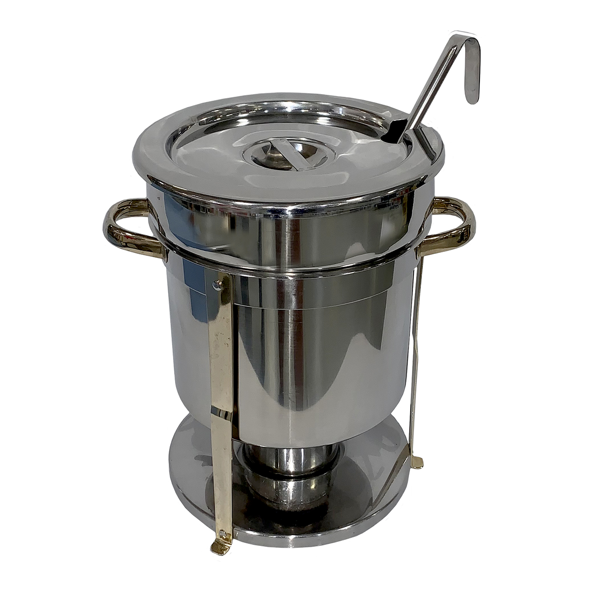 Soup Chafer 7qt With Brass Trim With 3oz Ladle